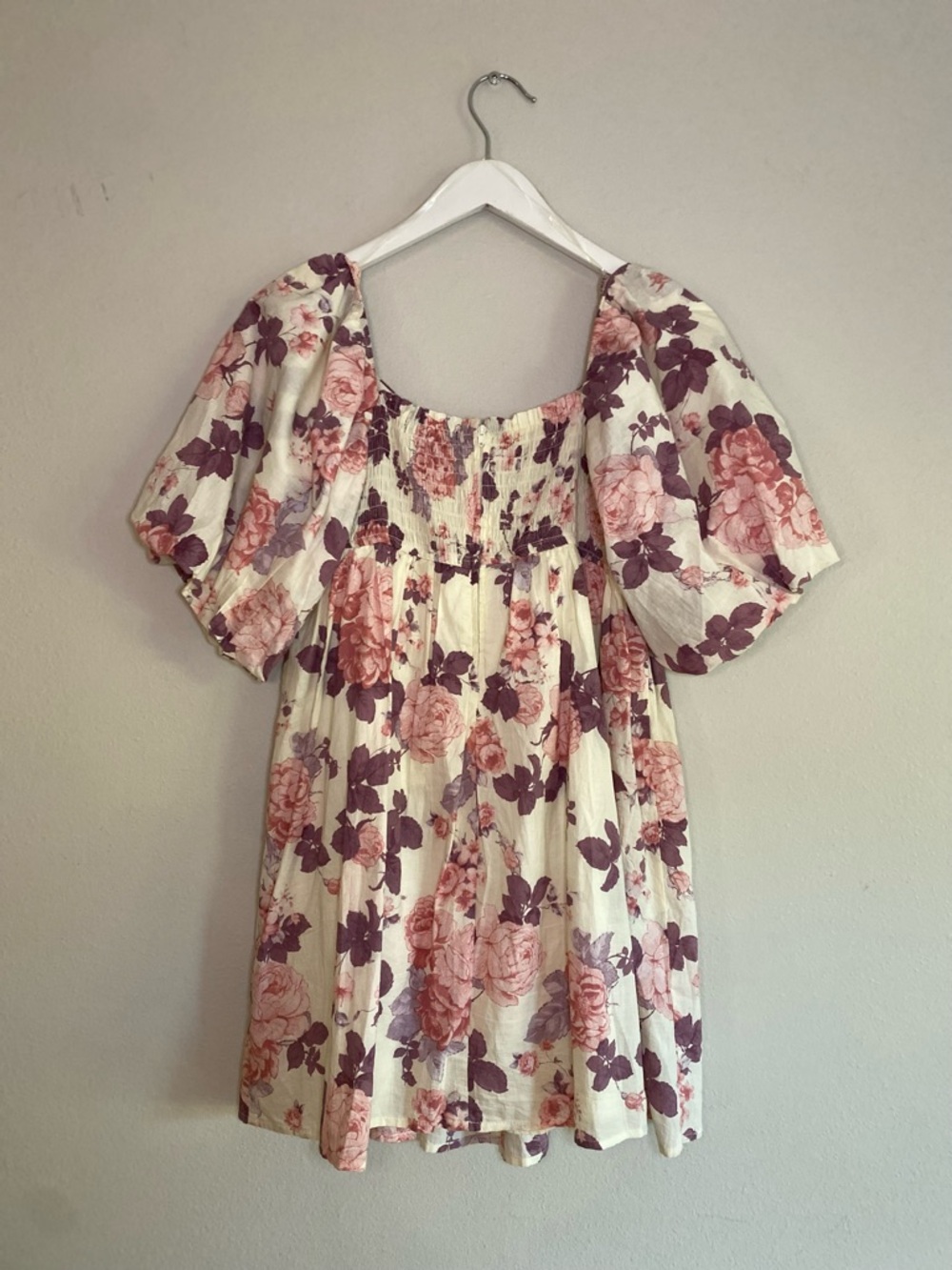 Trixxi Floral Puff Sleeve Mini Dress Size Large Romantic Boho Cottagecore - Picture 12 of 16